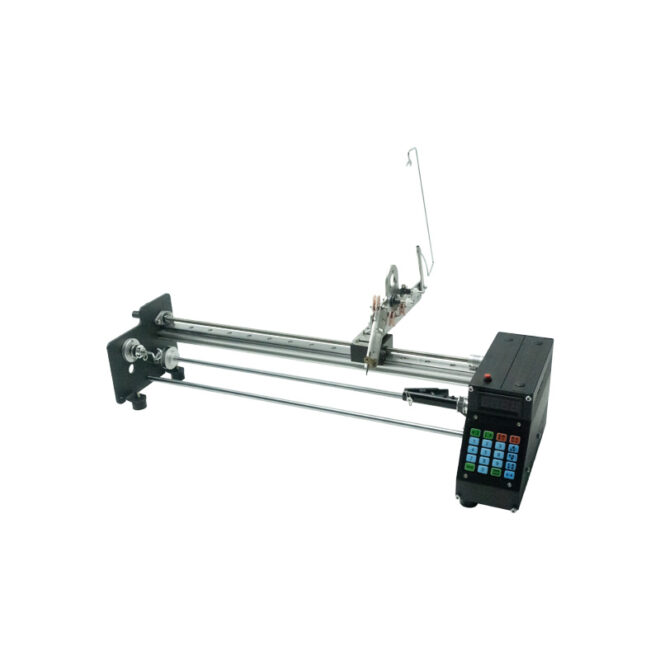 Frog button winding machine tooling and guarded operator zone